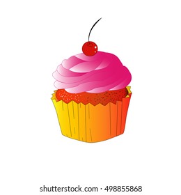 Cherry cake for various children's parties, banners, invitations, cards. Embellish a uniform print products