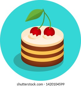 Cherry cake. Vector cartoon illustration