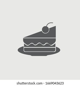 Cherry cake vector icon illustration sign