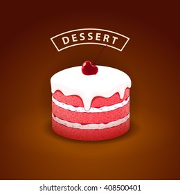 Cherry cake with whipped cream