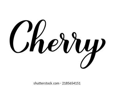 Cherry calligraphy hand lettering isolated on white. Fresh summer berry. Vector template for typography poster, banner, sticker, shirt, etc.