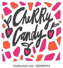 Cherry Candy. Hand drawn lettering logo for social media content