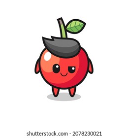 cherry cartoon with an arrogant expression , cute style design for t shirt, sticker, logo element
