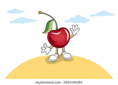Cherry Cartoon Zeichen Vektor-Illustration