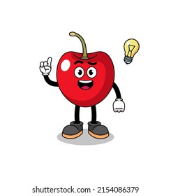 cherry cartoon with get an idea pose , character design