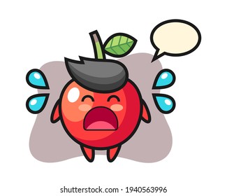 Cherry cartoon illustration with crying gesture