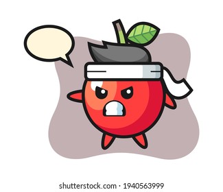 Cherry cartoon illustration as a karate fighter