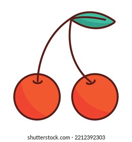 icono retro de caricatura de cerezo aislado