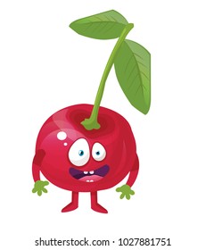 cherry cartoon, vector illustration