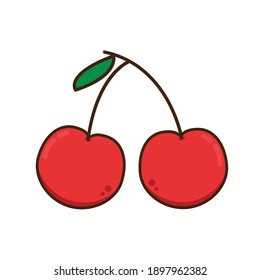 Cherry Cartoon Vector. Cherry Logo. Cherry On White Background.