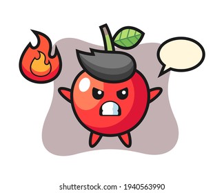 Cherry character cartoon with angry gesture