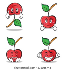 cherry character cartoon style set collection