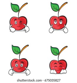 cherry character cartoon style of set