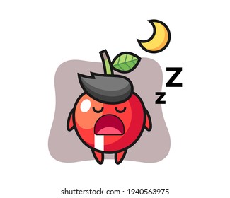 Cherry character illustration sleeping at night