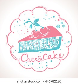 Cherry cheesecake dessert. Template for the confectionery.