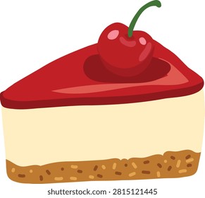 Cherry Cheesecake Slice with Red Glaze and Cherry
