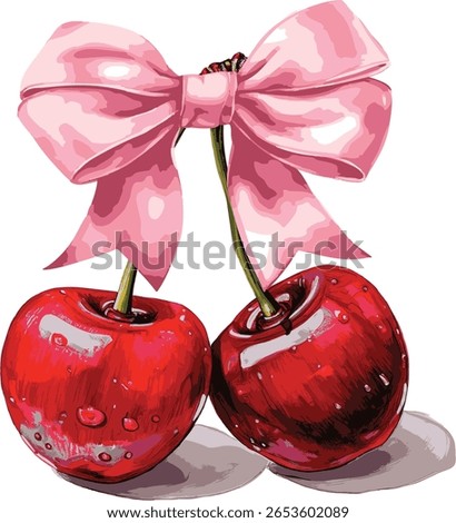 Cherry Cherries bow mon cherie French romantic  Script Slogan Graphic Tee t-shirt logo artwork typography tote badge emblem crest Fashion trendy Europe  euro summer clothing slogan design