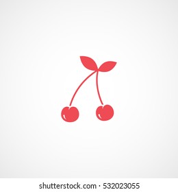 Cherry Cherries Red Flat Icon On White Background