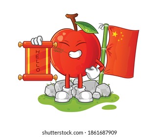 Cherry chinese cartoon. cartoon mascot vector