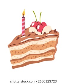 Cherry chocolate birthday cake slice