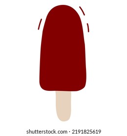 Cherry or chocolate ice cream lollipop or popsicle, vector
