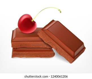 Cherry with chocolate pieces. Vector icon. EPS10