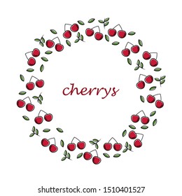 cherry circle frame vector background