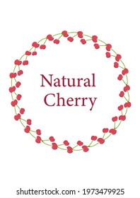 Cherry circle with the inscription natural cherry for web design or packaging