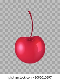 Cherry closeup red berry containing lots of vitamins growing in summer season, sweet product isolated on transparent background vector illustration