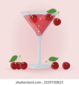 Cherry cocktail in a glass