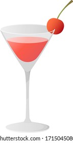 Cherry cocktail isolated vector illustration