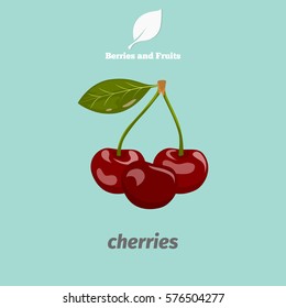 Cherry color icon. Cartoon style for web and mobile design