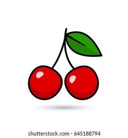 Cherry color icon, vector isolated simple fruit symbol.