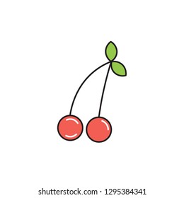 cherry color line icon. fruit vector illustration. Editable Stroke. simple design symbol
