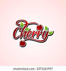 Cherry colored writing typography. beautiful, feminine, elegant and cool. Can be used for green environments, cherry farming, gardening and others