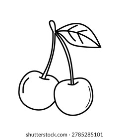 Cherry Coloring Page Cute Summer Fruit Printable