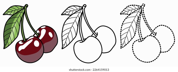 Cherry coloring page for kids