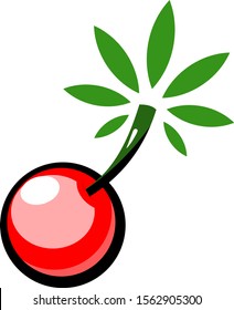 Cherry combined with marijuana leaf
