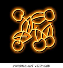 cherry composition neon light sign vector. cherry composition illustration