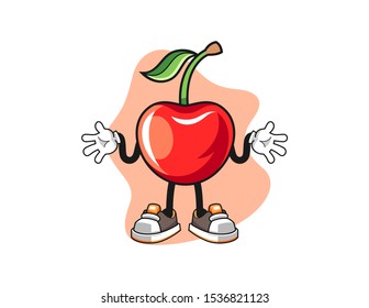 Cherry confused cartoon. Mascot Character vector.