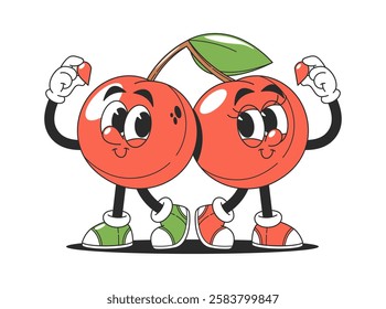 Cherry couple doodle fruit character