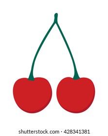 Cherry couple with reflections on white background and cherry couple vector fruit