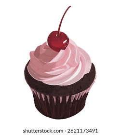 Cereja creme de chocolate cupcake sobremesa