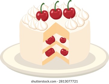 a cherry cream layer cake. Cherry Cake with Whipped Cream and Fresh Cherry Filling
