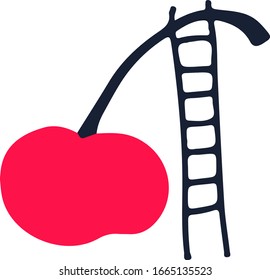 Cherry creative illustration with stairs