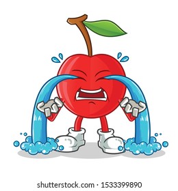 cherry cry mascot vector cartoon illustration