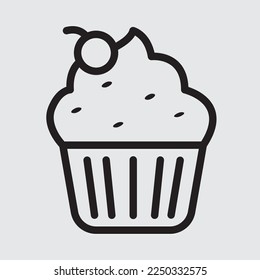 cherry cup cake design art line black and white
