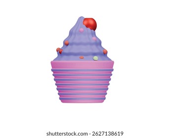  cherry cup cake icon 3d illustration render
