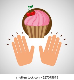 cherry cupcake dessert concept vector illustration eps 10