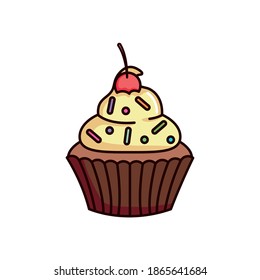 cherry cupcake icon over white background, colorful design, vector illustration